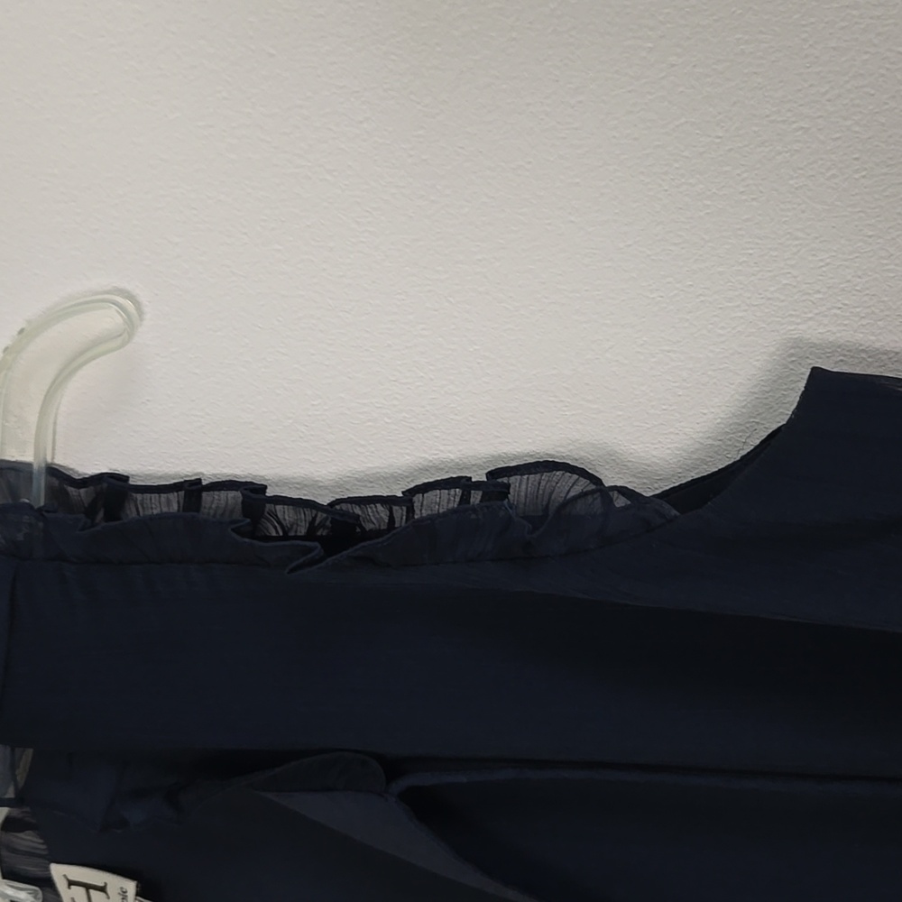 Haute Hippie Navy Ruffle Trim Blouse - Picture 4 of 11